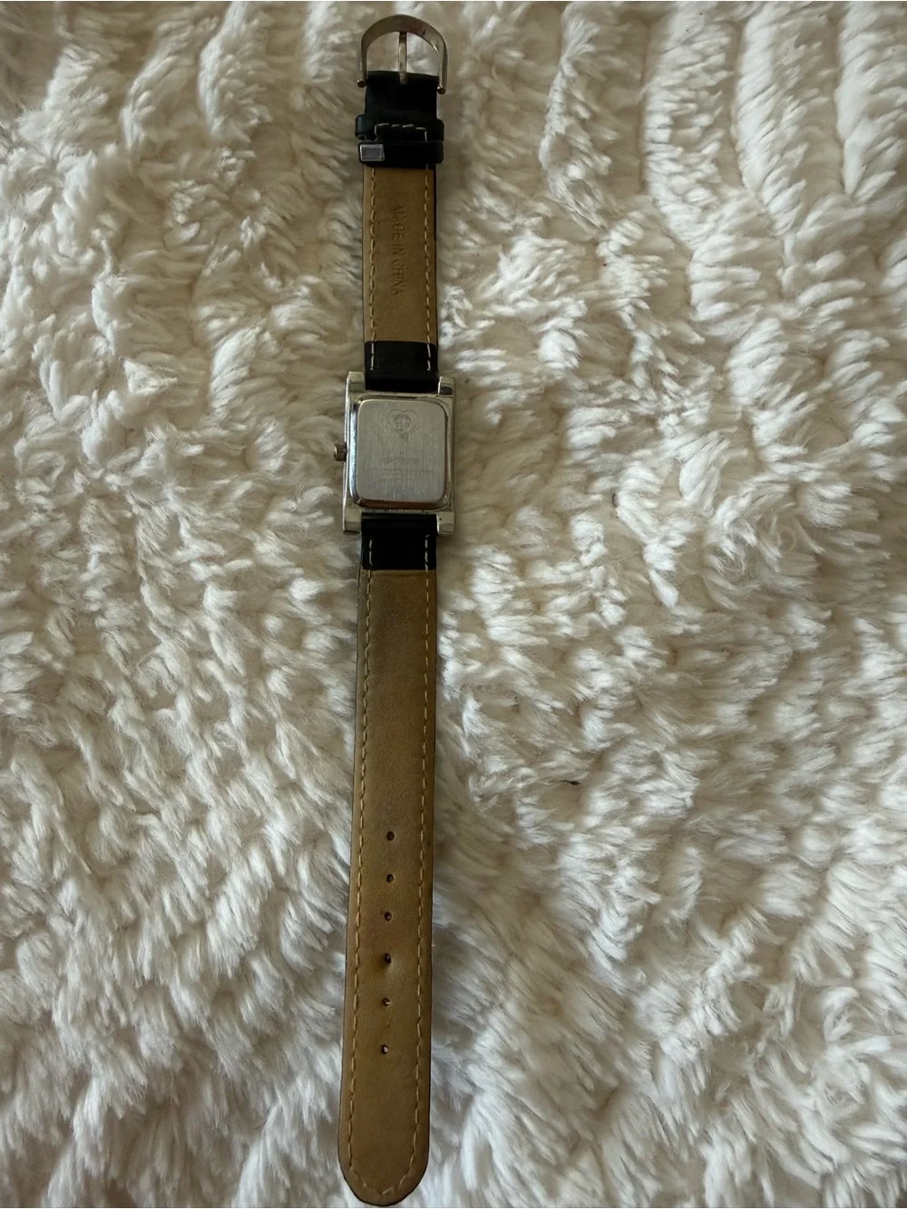 Betty Boop Crystal Accent Black Leather Strap Watch